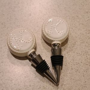 NWT Set of 2 Ceramic Wine Corks- Letter "K"